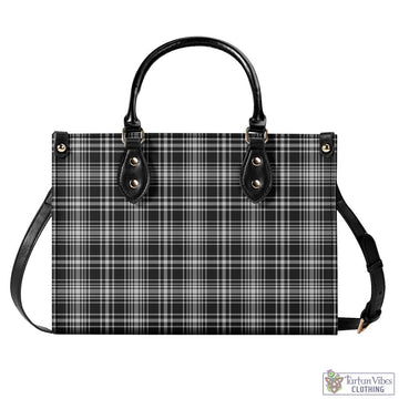 MacLean Black and White Tartan Luxury Leather Handbags