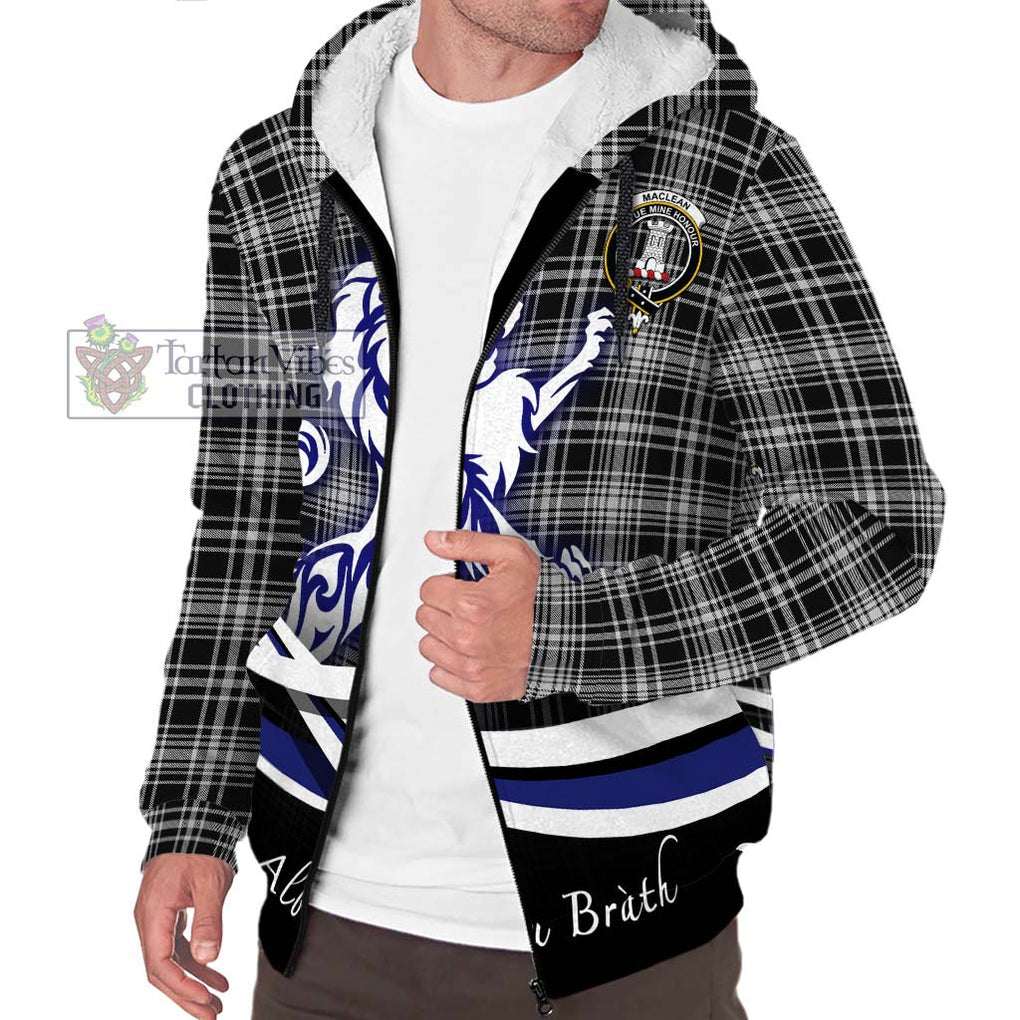 MacLean Black and White Tartan Sherpa Hoodie with Alba Gu Brath Regal Lion Emblem Unisex S - Tartanvibesclothing Shop