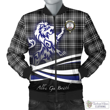 MacLean Black and White Tartan Bomber Jacket with Alba Gu Brath Regal Lion Emblem