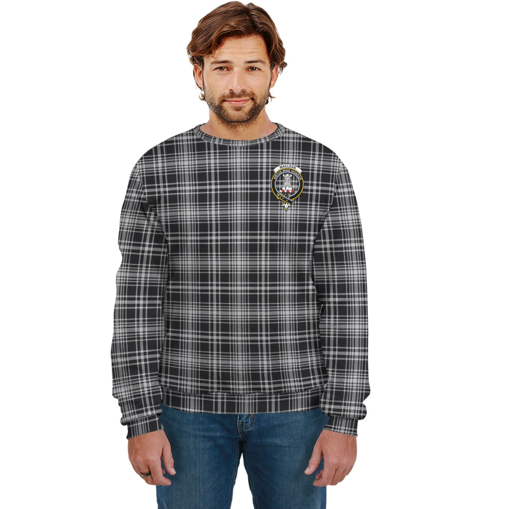 MacLean Black and White Tartan Sweatshirt with Family Crest Unisex - Tartan Vibes Clothing