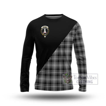 MacLean Black and White Tartan Long Sleeve T-Shirt with Family Crest and Military Logo Style