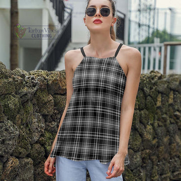 MacLean Black and White Tartan Loose Halter Neck Camisole