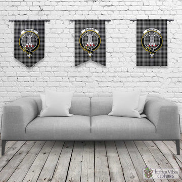 MacLean Black and White Tartan Gonfalon, Tartan Banner with Family Crest