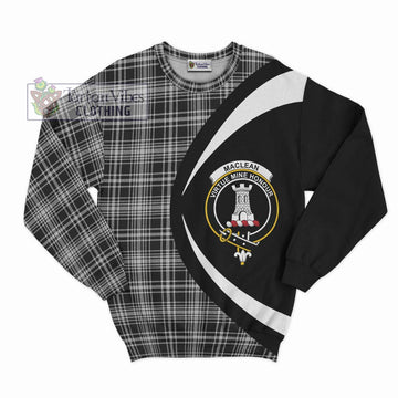 MacLean Black and White Tartan Sweatshirt with Family Crest Circle Style