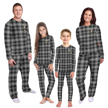 MacLean Black and White Tartan Pajamas Family Set with Family Crest