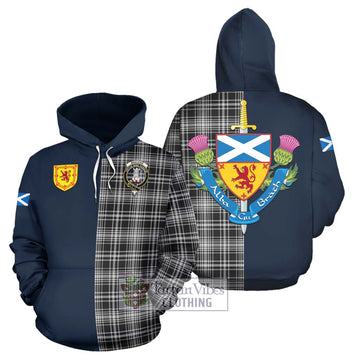 MacLean Black and White Tartan Hoodie with Scottish Lion Royal Arm Half Style