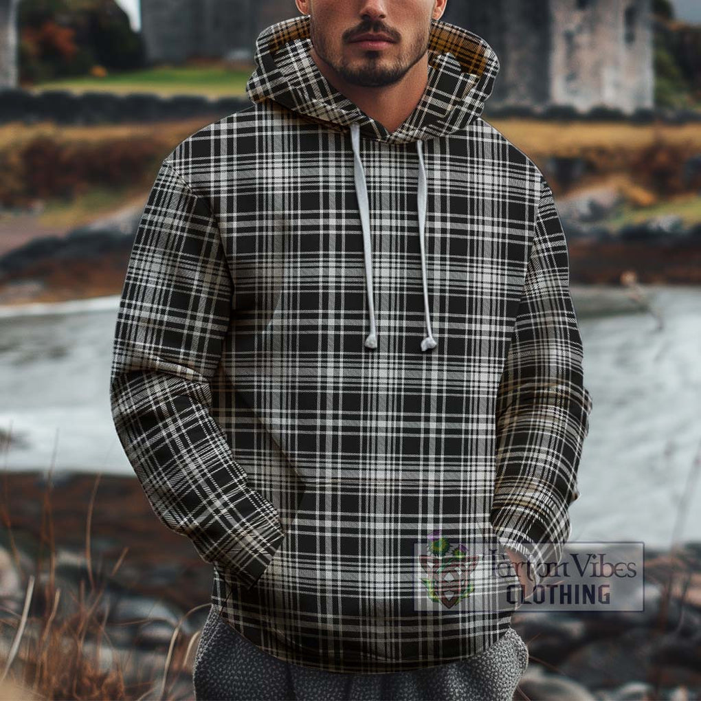 MacLean Black and White Tartan Cotton Hoodie Pullover Hoodie XS - Tartan Vibes Clothing