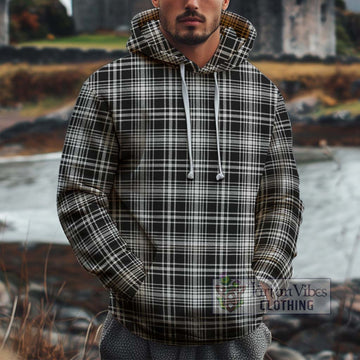 MacLean Black and White Tartan Cotton Hoodie