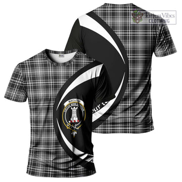 MacLean Black and White Tartan T-Shirt with Family Crest Circle Style