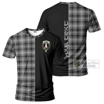 MacLean Black and White Tartan T-Shirt with Family Crest and Half Of Me Style