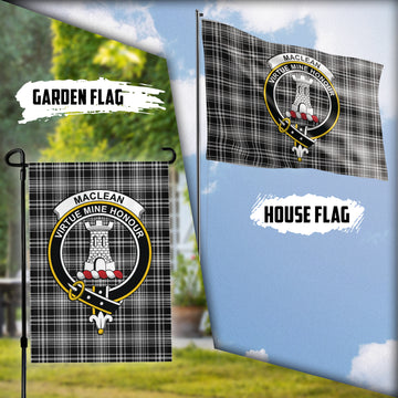 MacLean Black and White Tartan Flag with Family Crest