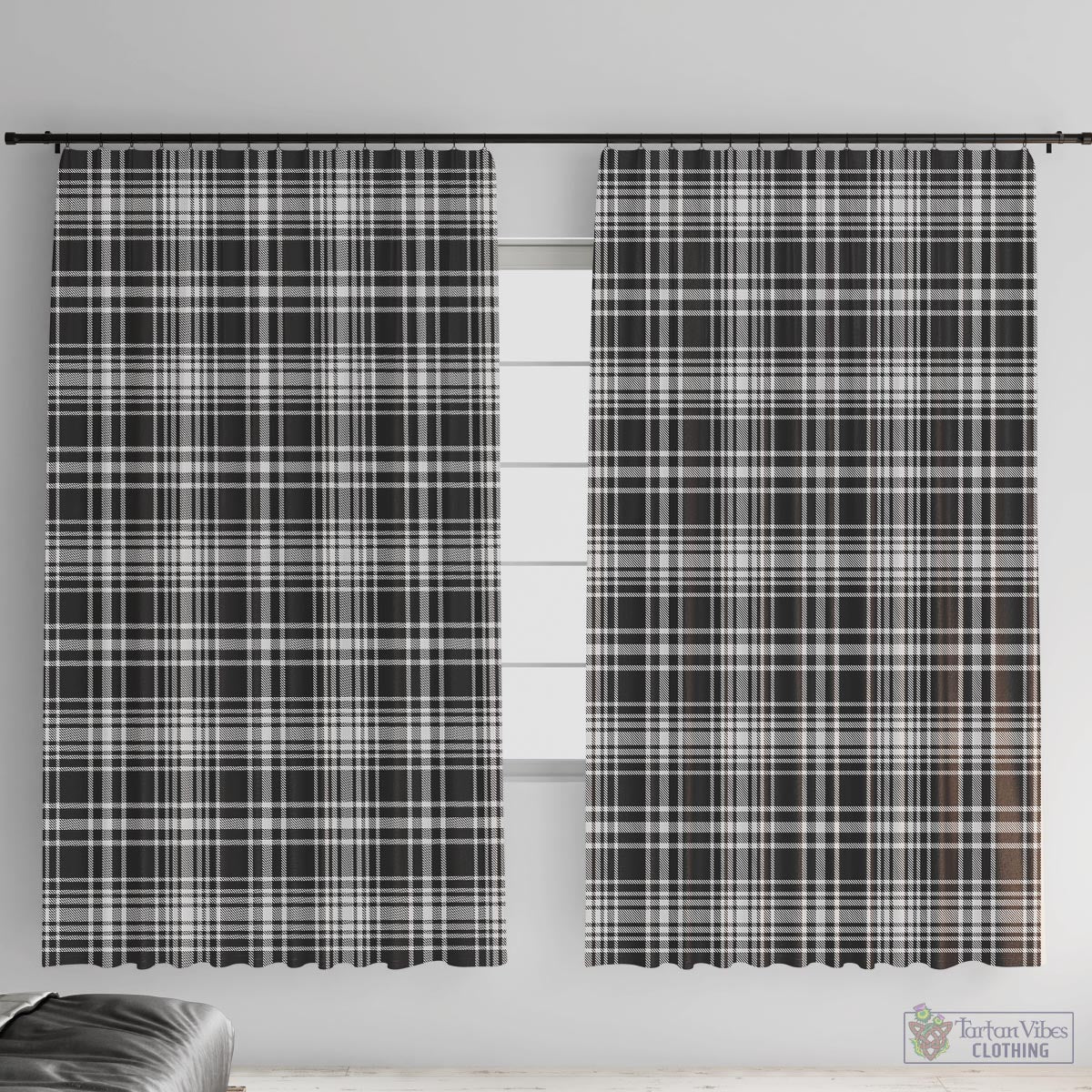 MacLean Black and White Tartan Window Curtain