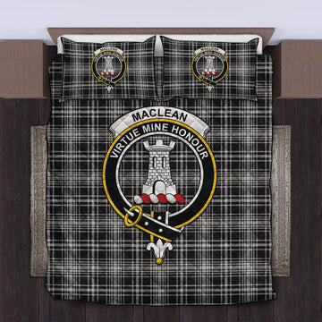 MacLean Black and White Tartan Quilt Bed Set with Family Crest