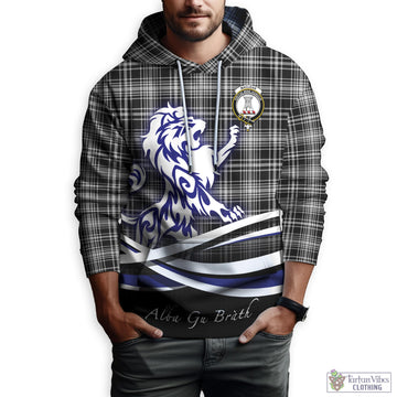 MacLean Black and White Tartan Hoodie with Alba Gu Brath Regal Lion Emblem