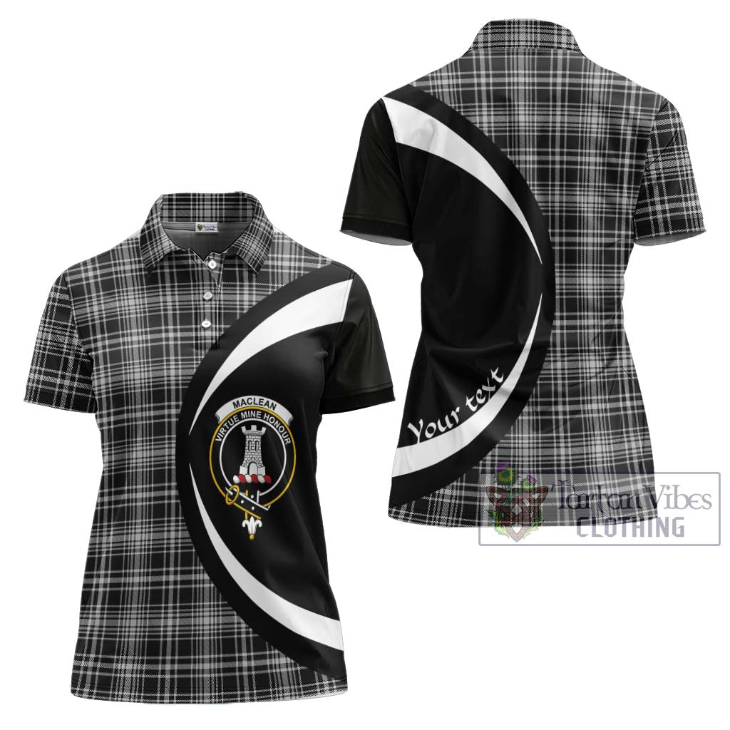 MacLean Black and White Tartan Women's Polo Shirt with Family Crest Circle Style Women - Tartan Vibes Clothing