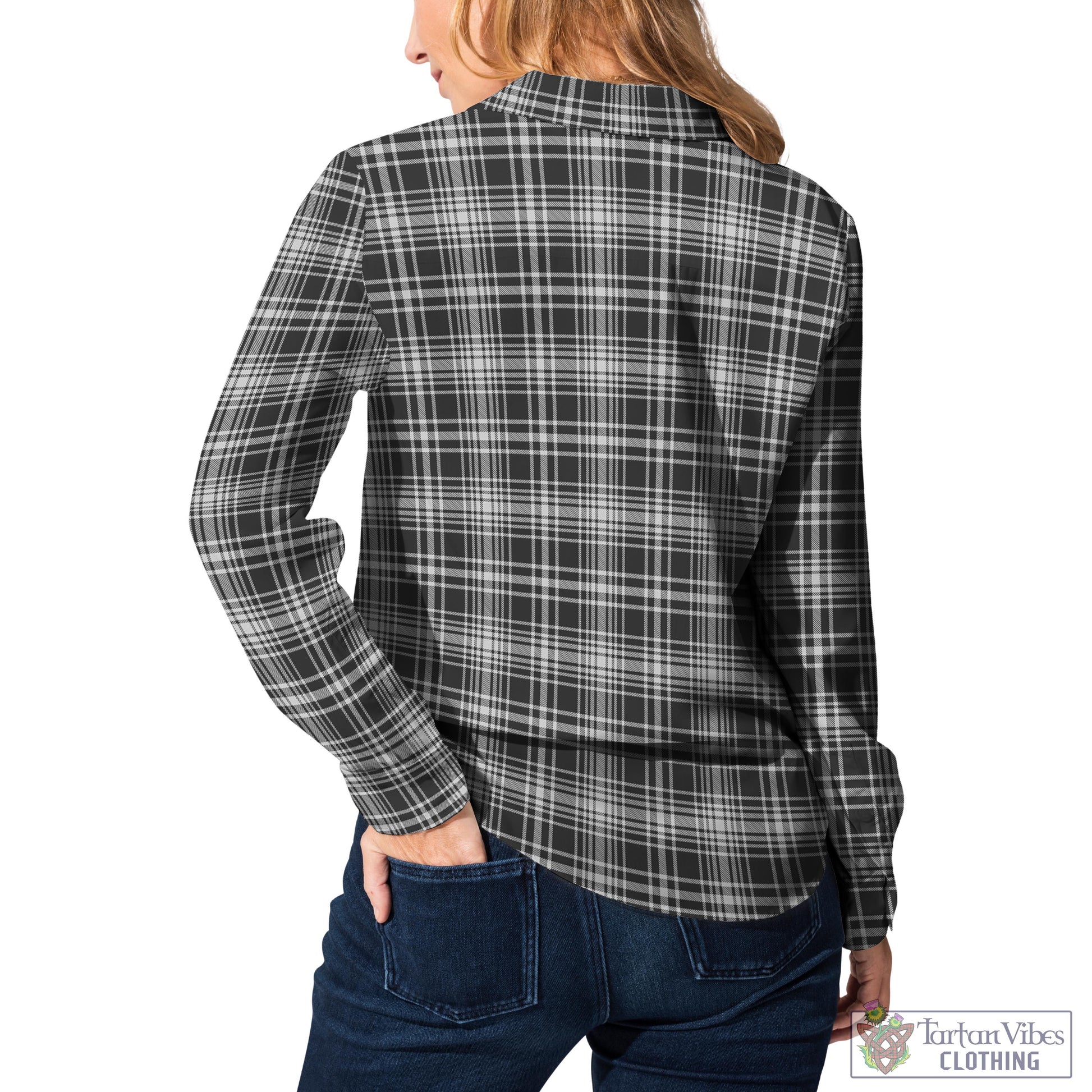 MacLean Black and White Tartan Womens Casual Shirt