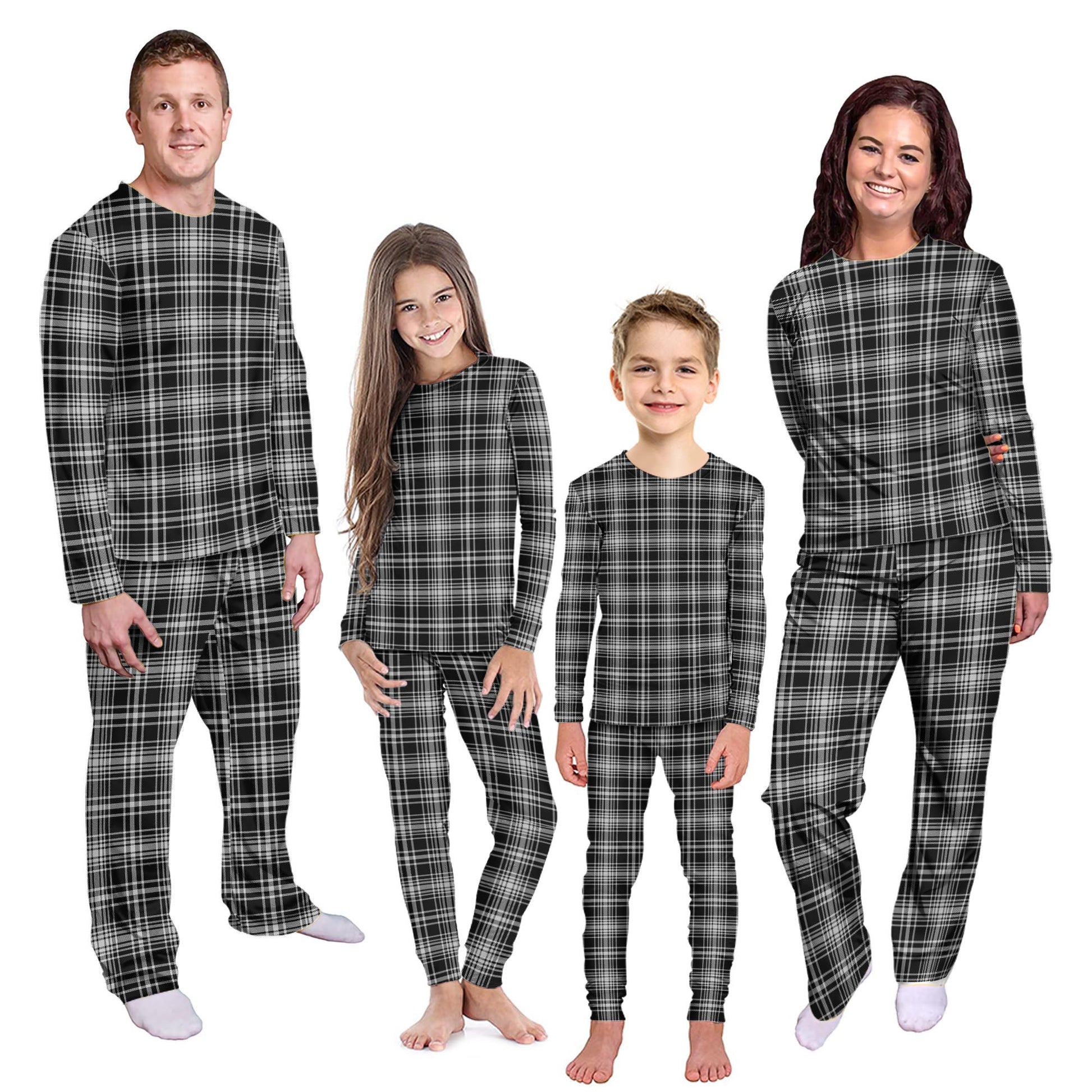 MacLean Black and White Tartan Pajamas Family Set Kid - Tartan Vibes Clothing