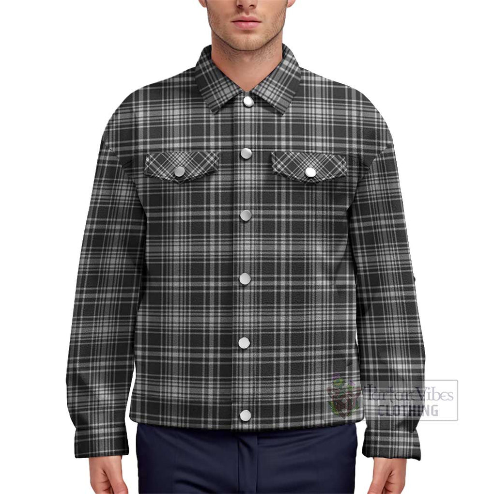 MacLean Black and White Tartan Unisex Lapel Cotton Jacket Unisex - Tartan Vibes Clothing