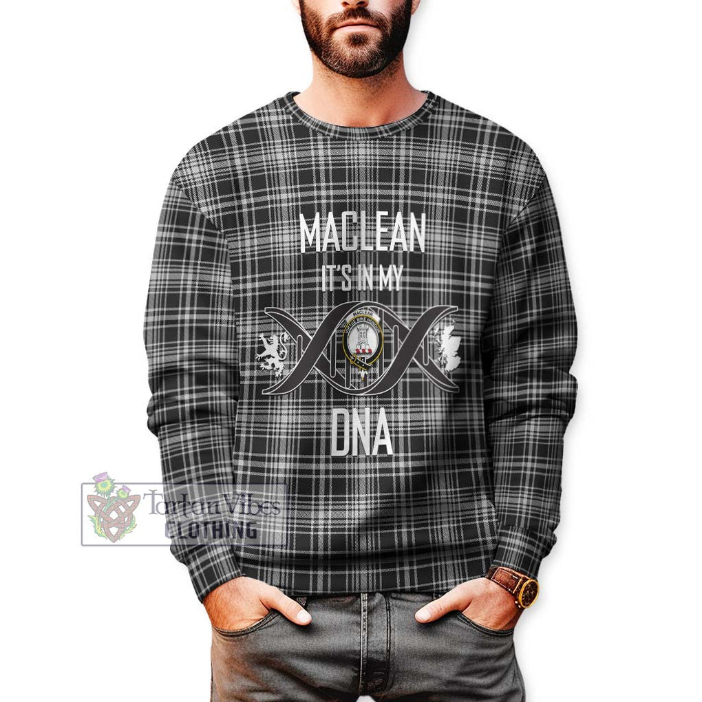 MacLean Black and White Tartan Sweatshirt with Family Crest DNA In Me Style Unisex - Tartanvibesclothing Shop