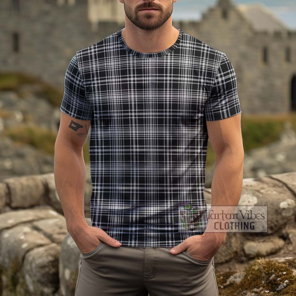 MacLean Black and White Tartan Cotton T-Shirt Men's Shirt - Tartanvibesclothing Shop