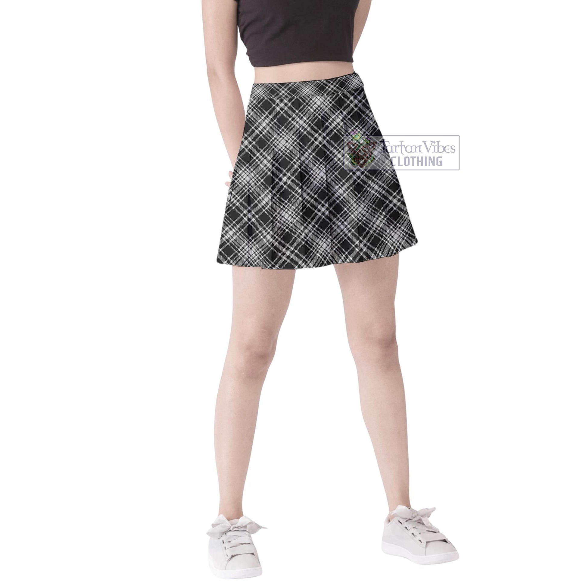 Tartan Vibes Clothing MacLean Black and White Tartan Women's Plated Mini Skirt