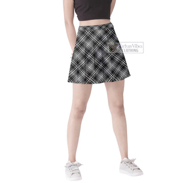 MacLean Black and White Tartan Women's Plated Mini Skirt Cross Style