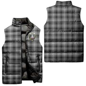 MacLean Black and White Tartan Sleeveless Puffer Jacket with Family Crest