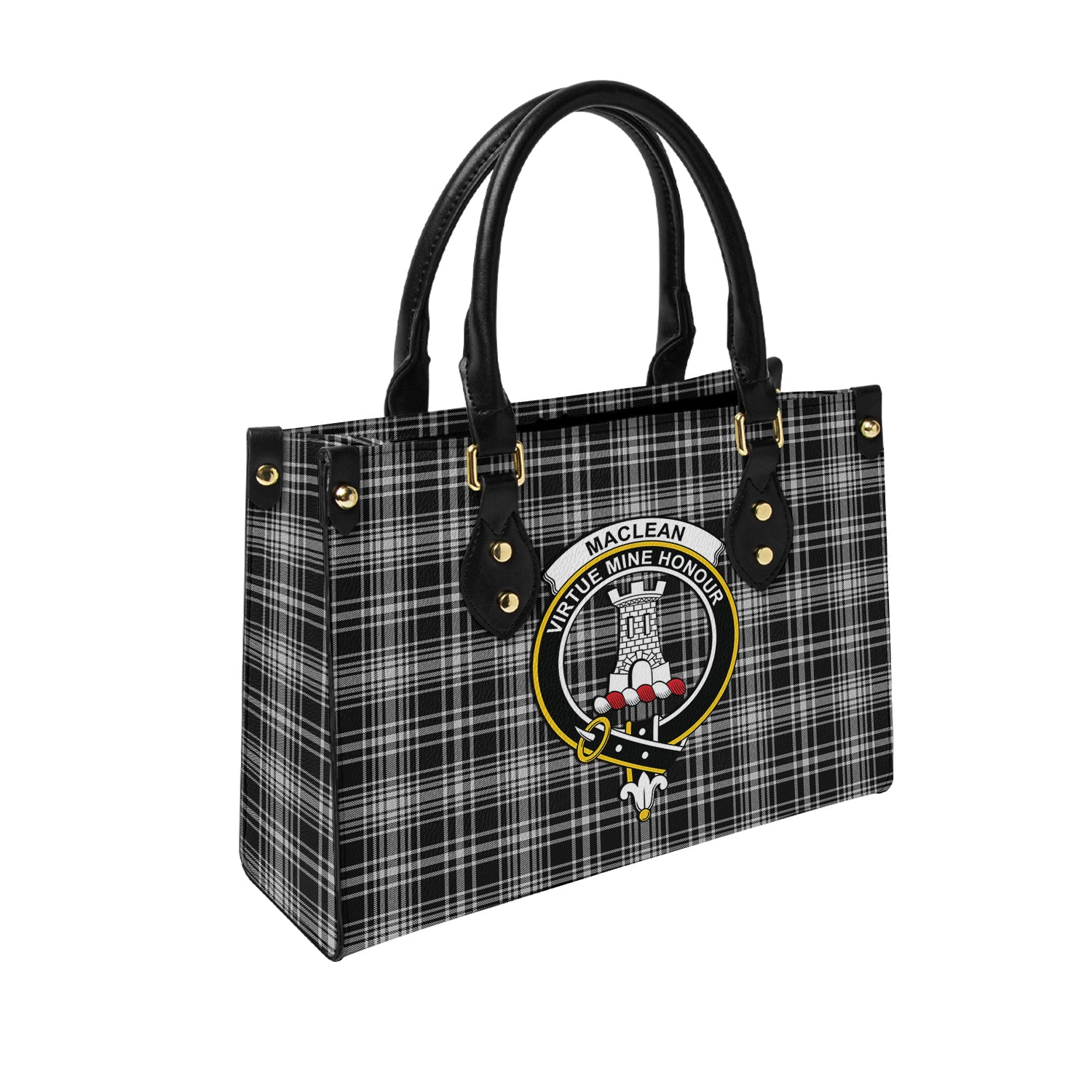 maclean-black-and-white-tartan-leather-bag-with-family-crest