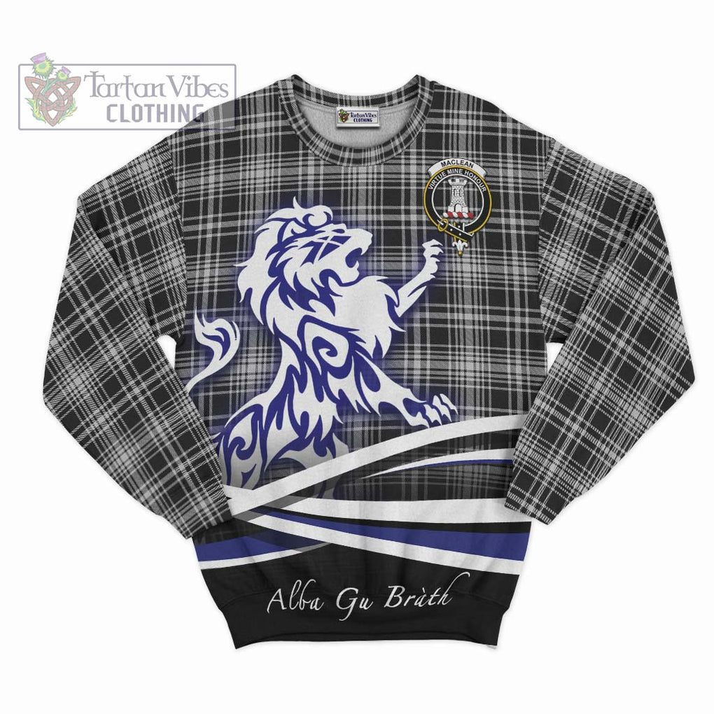 MacLean Black and White Tartan Sweatshirt with Alba Gu Brath Regal Lion Emblem - Tartanvibesclothing Shop