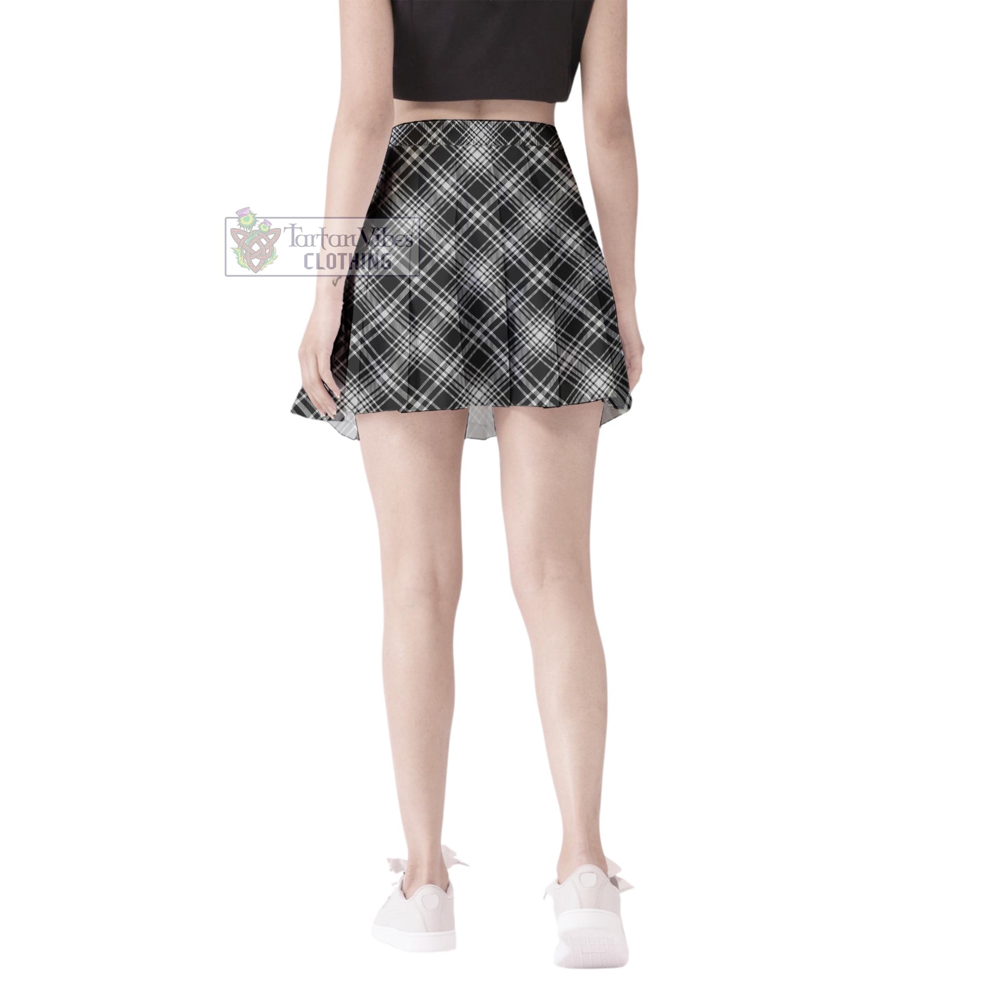 Tartan Vibes Clothing MacLean Black and White Tartan Women's Plated Mini Skirt