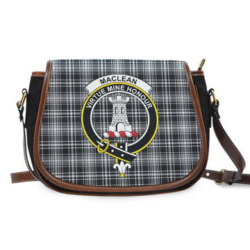 MacLean Black and White Tartan Saddle Bag with Family Crest