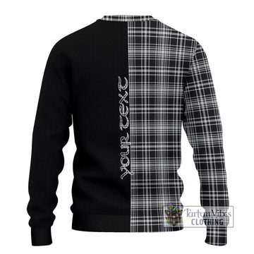 MacLean Black and White Tartan Ugly Sweater with Family Crest and Half Of Me Style