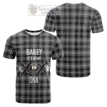 MacLean Black and White Tartan Cotton T-shirt with Family Crest DNA In Me Style