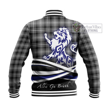 MacLean Black and White Tartan Baseball Jacket with Alba Gu Brath Regal Lion Emblem