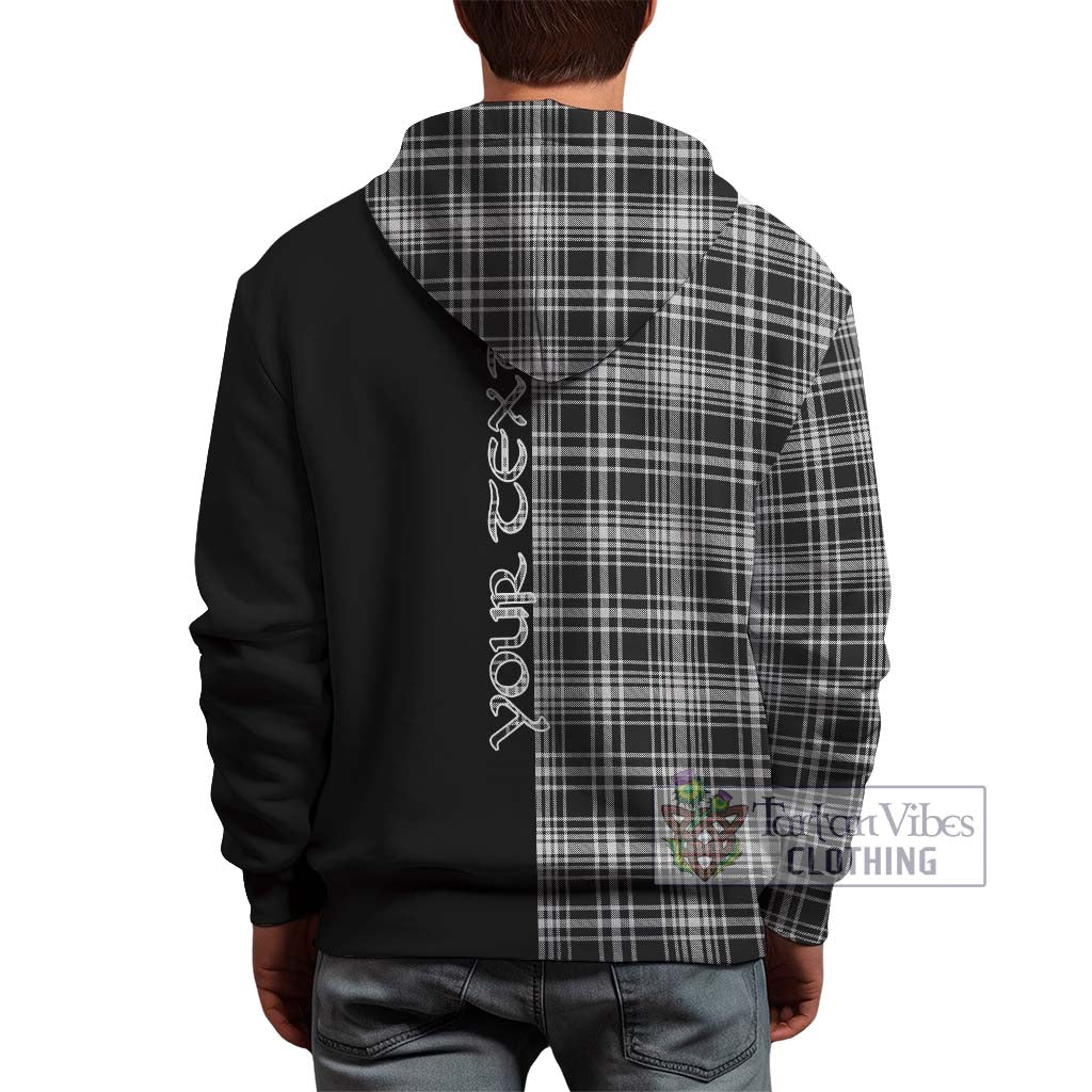 Tartan Vibes Clothing MacLean Black and White Tartan Hoodie with Family Crest and Half Of Me Style