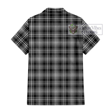 MacLean Black and White Tartan Short Sleeve Button Shirt with Family Crest DNA In Me Style