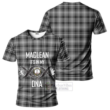 MacLean Black and White Tartan T-Shirt with Family Crest DNA In Me Style