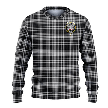 MacLean Black and White Tartan Ugly Sweater with Family Crest