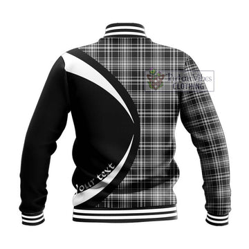 MacLean Black and White Tartan Baseball Jacket with Family Crest Circle Style