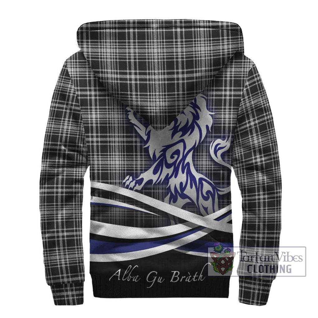 MacLean Black and White Tartan Sherpa Hoodie with Alba Gu Brath Regal Lion Emblem - Tartanvibesclothing Shop