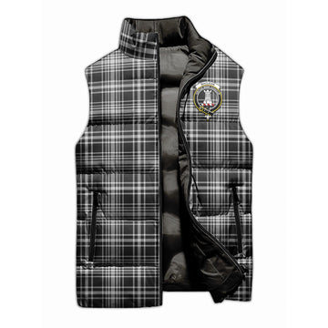 MacLean Black and White Tartan Sleeveless Puffer Jacket with Family Crest