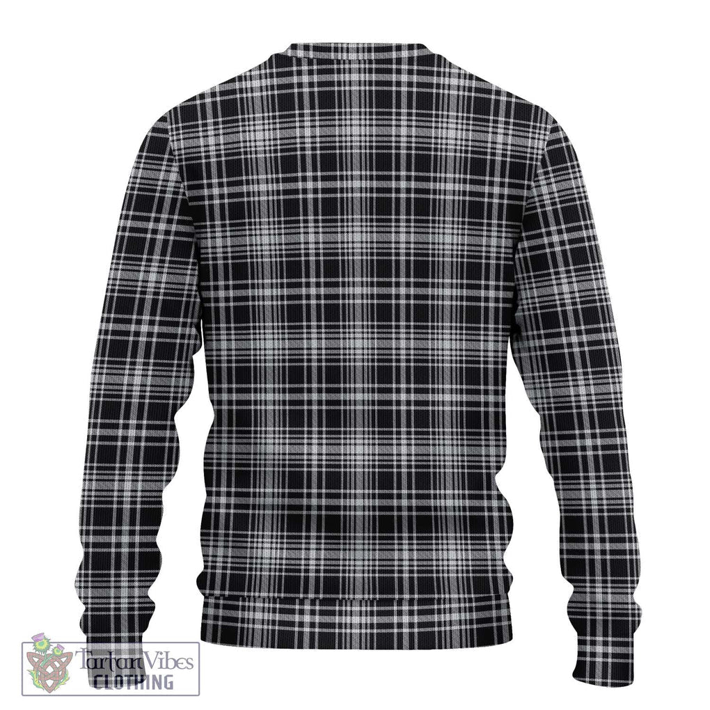 MacLean Black and White Tartan Knitted Sweater with Family Crest DNA In Me Style - Tartanvibesclothing Shop