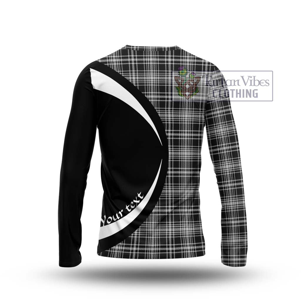 MacLean Black and White Tartan Long Sleeve T-Shirt with Family Crest Circle Style - Tartan Vibes Clothing