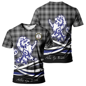 MacLean Black and White Tartan T-Shirt with Alba Gu Brath Regal Lion Emblem