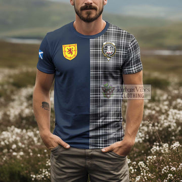 MacLean Black and White Tartan T-Shirt Alba with Scottish Lion Royal Arm Half Style