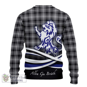 MacLean Black and White Tartan Ugly Sweater with Alba Gu Brath Regal Lion Emblem