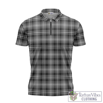 MacLean Black and White Tartan Zipper Polo Shirt