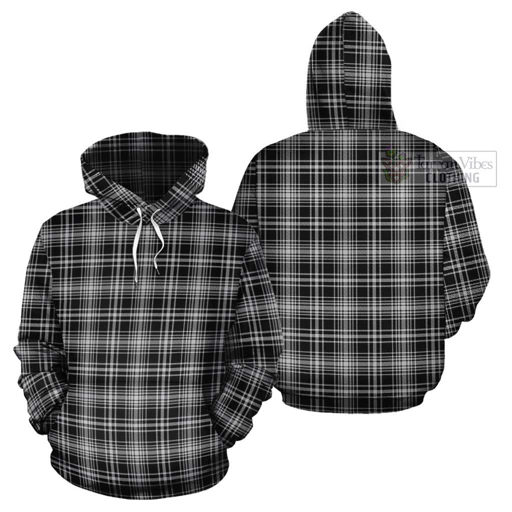 MacLean Black and White Tartan Cotton Hoodie Pullover Hoodie - Tartan Vibes Clothing