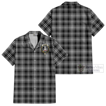 MacLean Black and White Tartan Cotton Hawaiian Shirt with Family Crest