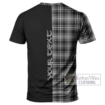 MacLean Black and White Tartan T-Shirt with Family Crest and Half Of Me Style